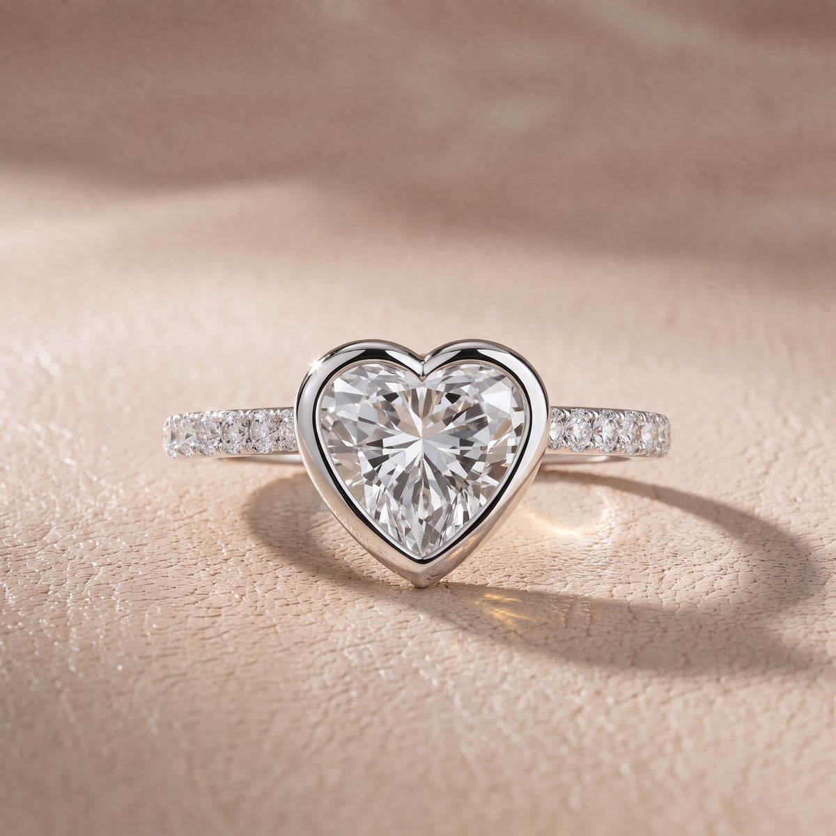 Cora Bezel Pavé Heart Diamond Engagement Ring in Silver - front.jpg