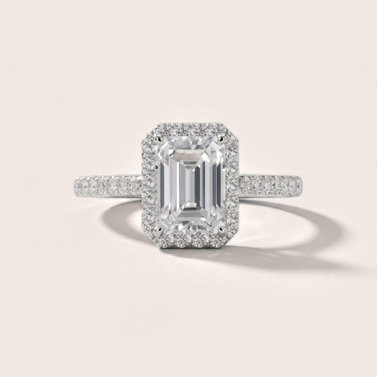 Alma Halo Pavé Emerald Diamond Engagement Ring in Platinum [studio-20261024]
