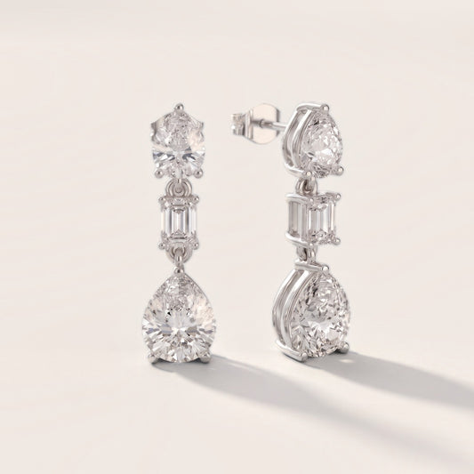 Celeste Emerald & Pear Diamond Drop Earrings in White Gold [studio-20261024]