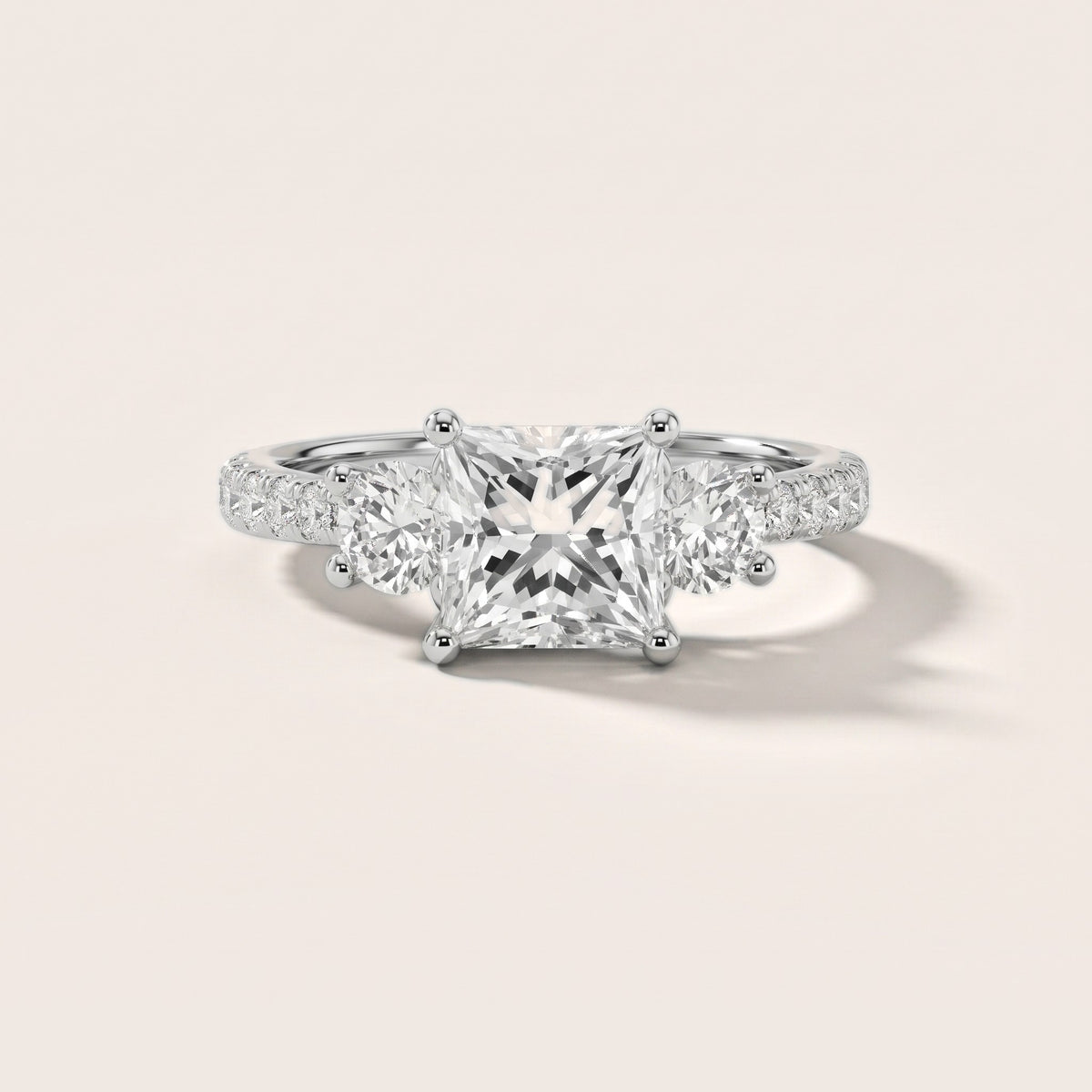 Sibyl Trellis Three-Stone Princess Diamond Engagement Ring in Platinum - front.jpg