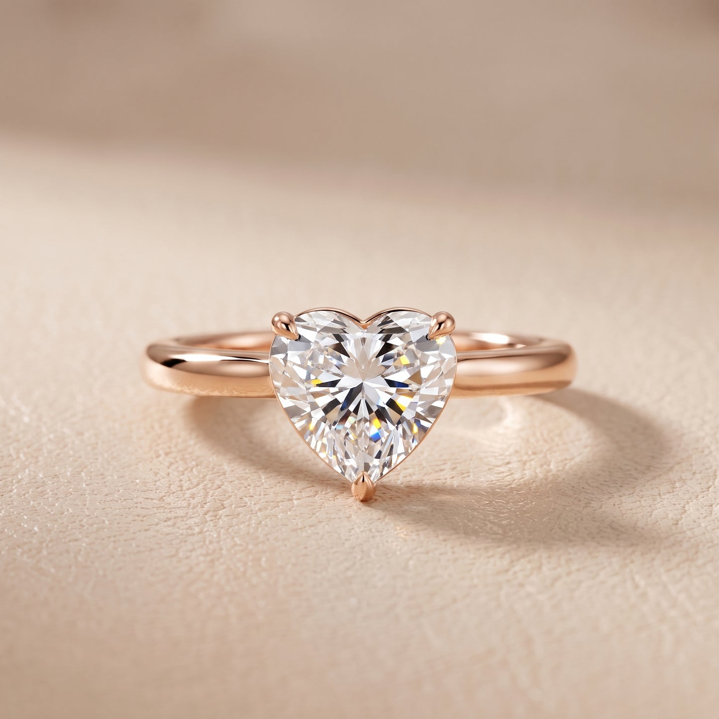 Sadie Cathedral Solitaire Heart Diamond Ring in Rose Gold - front.jpg