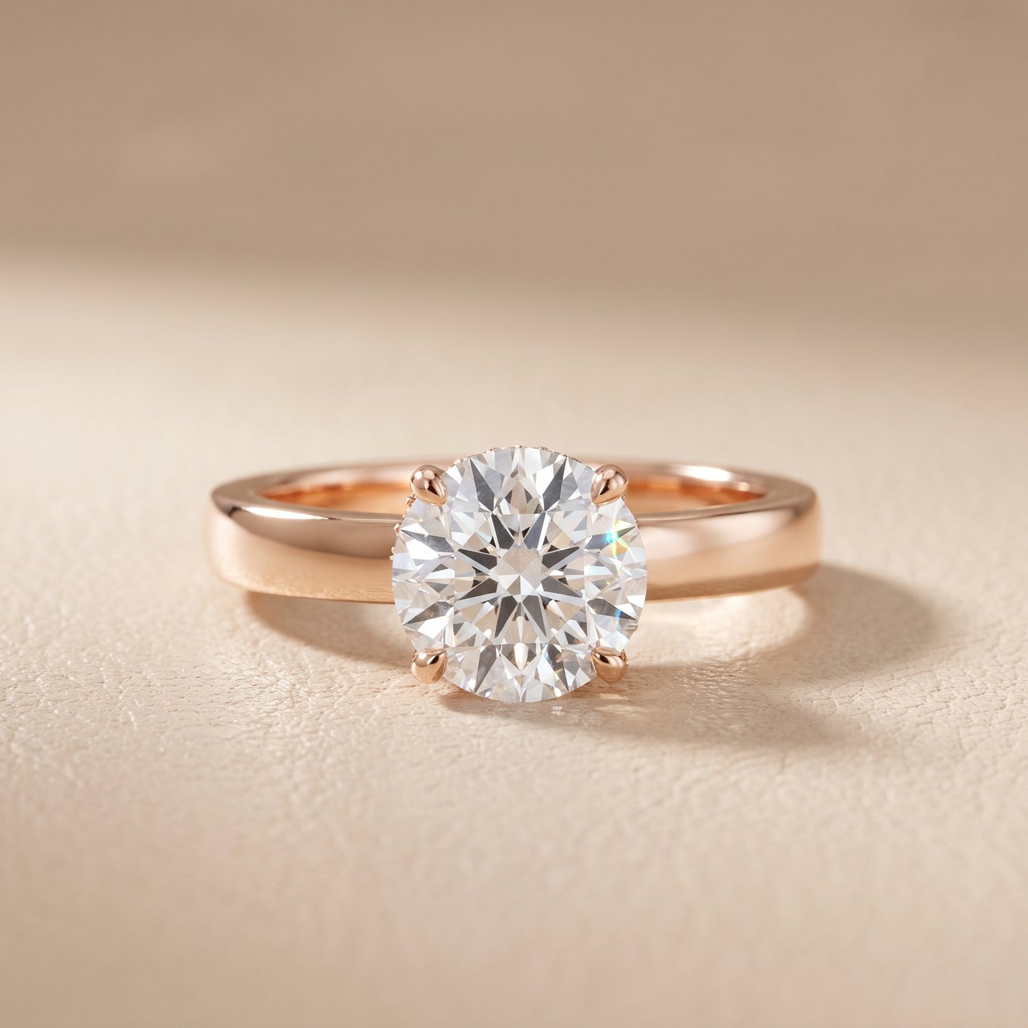 Lara Hidden Halo Round Diamond Engagement Ring in Rose Gold - front.jpg
