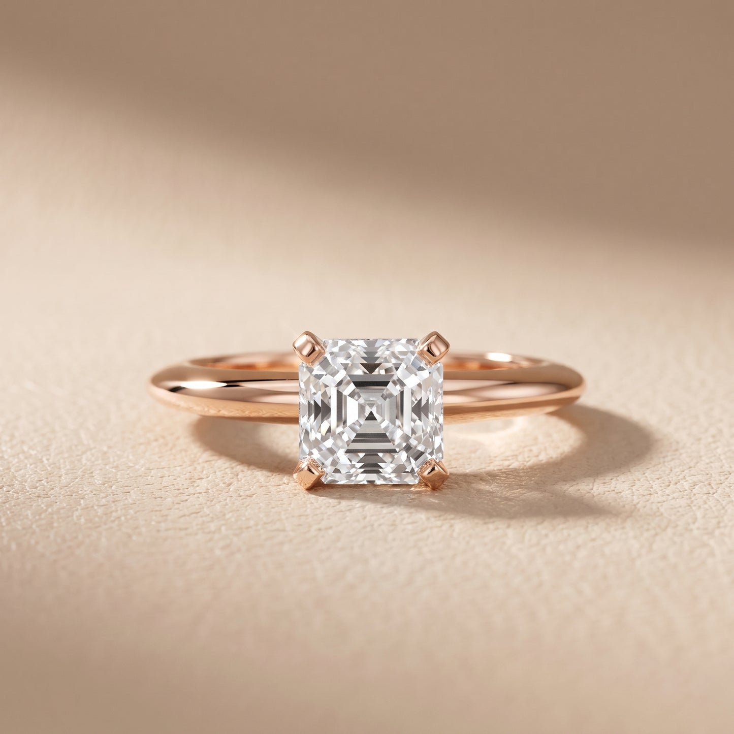 Amira Six-Prong Solitaire Asscher Diamond Engagement Ring in Rose Gold - front.jpg