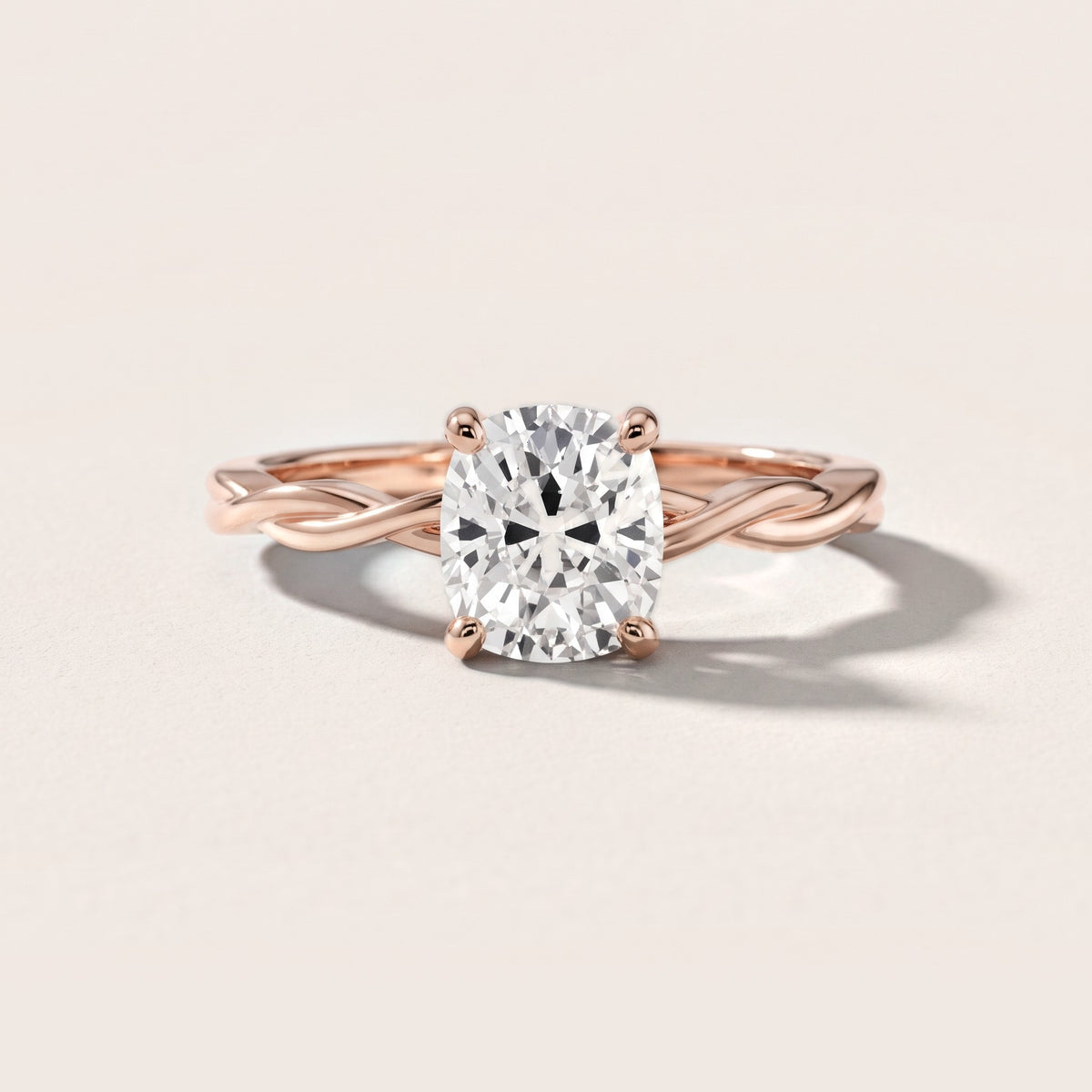 Iris Twist Cushion Diamond Engagement Ring in Rose Gold [studio-20261024]