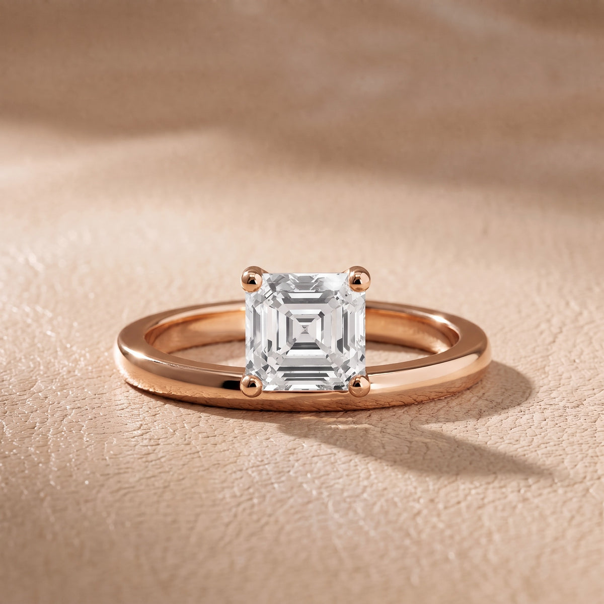 Maisie Four Prong Solitaire Asscher Diamond Engagement Ring in Rose Gold - front.jpg