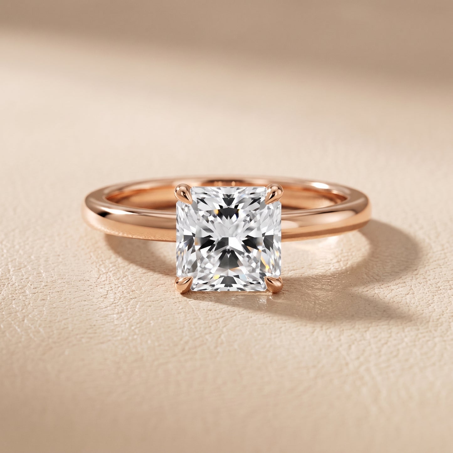 Lyla Petite Solitaire Radiant Diamond Engagement Ring in Rose Gold - front.jpg