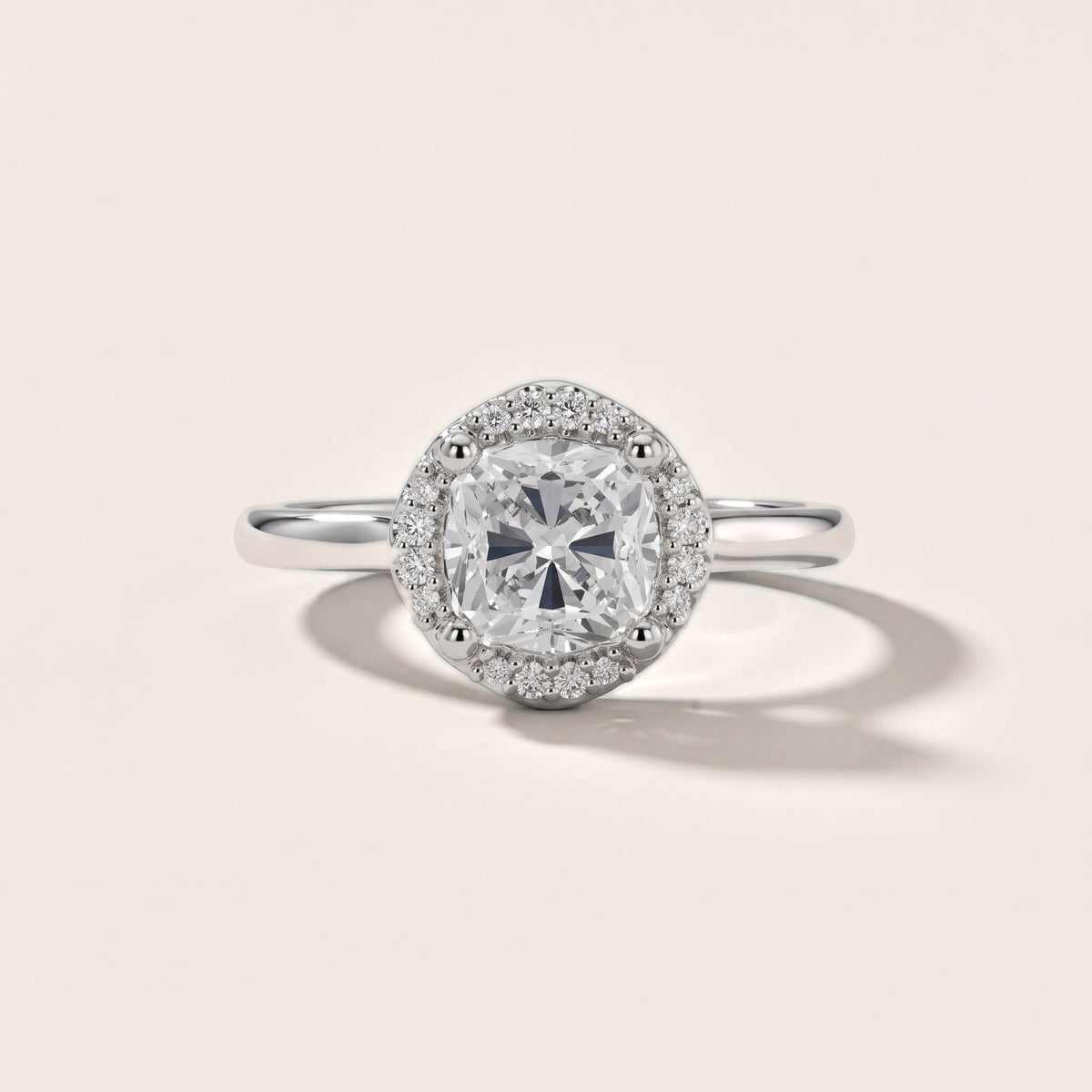 Elgin Halo Micropavé Cushion Diamond Engagement Ring in Silver - front.jpg
