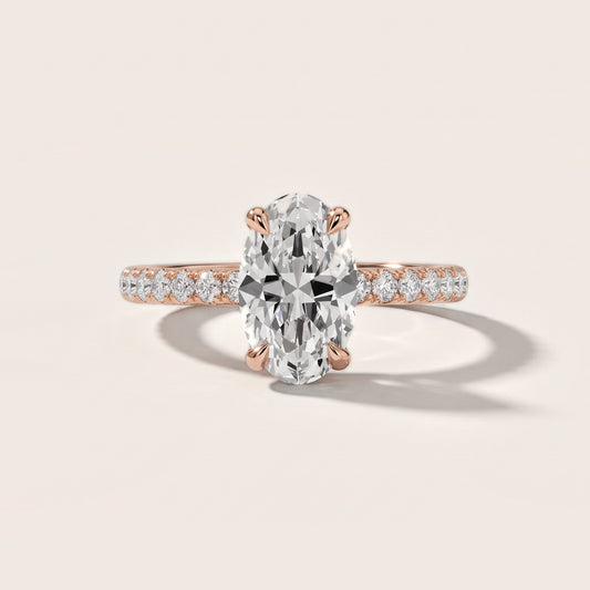 Maya Hidden Halo Pavé Oval Diamond Engagement Ring in Rose Gold