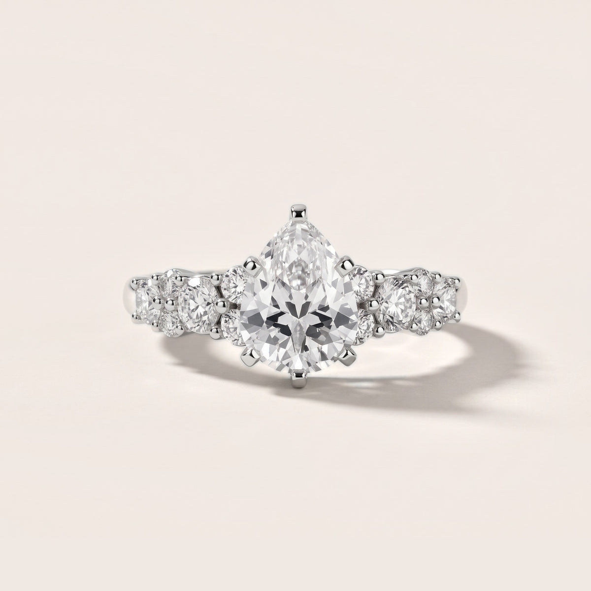 Roxana Graduated Cluster Pear Diamond Engagement Ring in Platinum - front.jpg