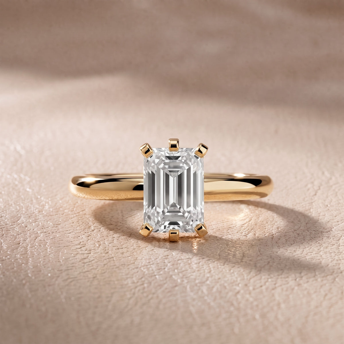 Arabella Six-Prong Solitaire Emerald Diamond Engagement Ring in Yellow Gold - front.jpg
