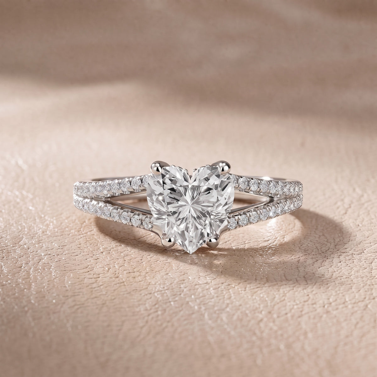 Eternal Embrace Solitaire Heart Diamond Engagement Ring in Platinum - front.jpg