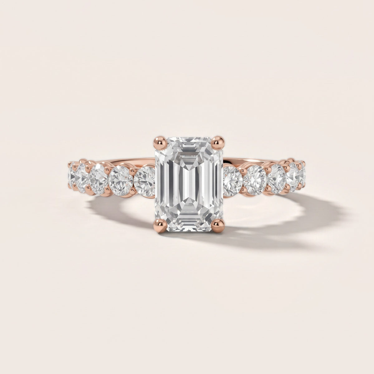 Sterling Statement Pavé Emerald Diamond Engagement Ring in Rose Gold - front.jpg