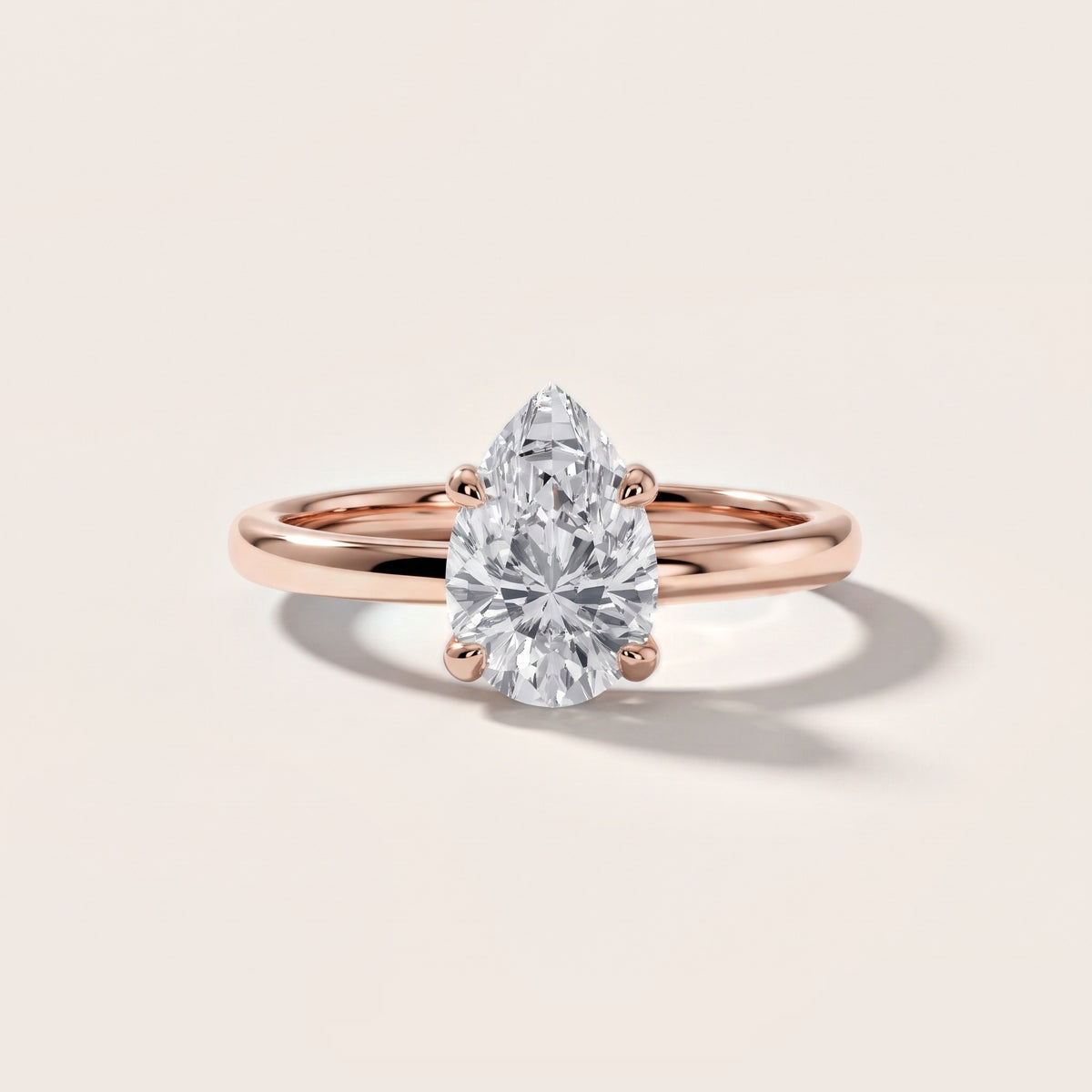 Charlotte Charm Solitaire Pear Diamond Engagement Ring in Rose Gold