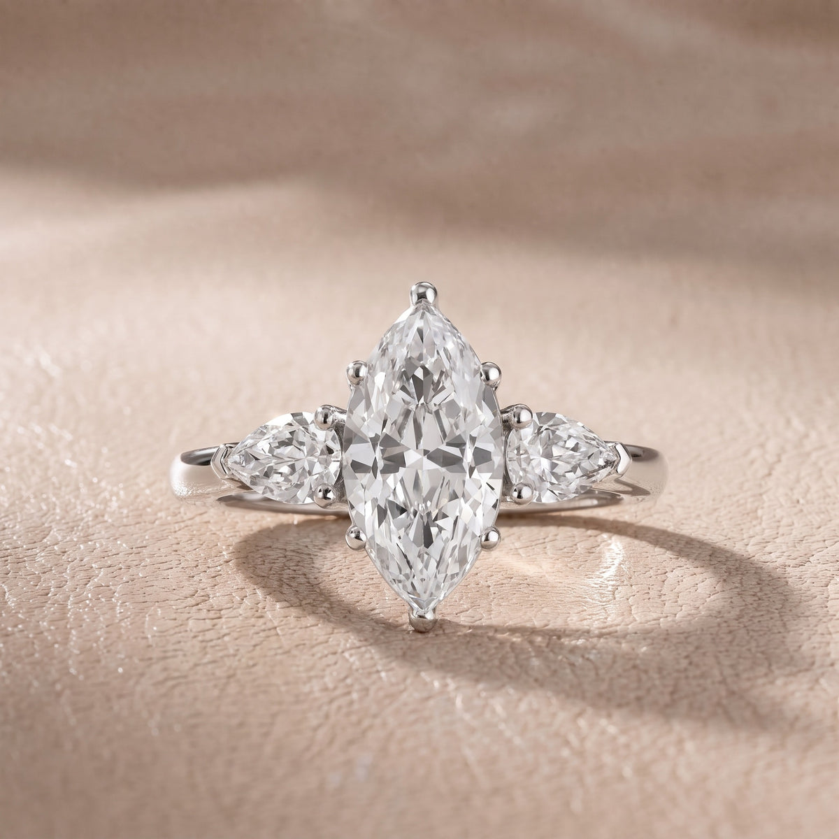 Sophia Three-Stone Marquise Diamond Engagement Ring in Platinum - front.jpg