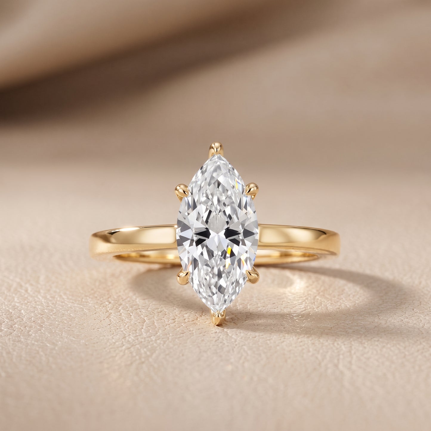Kaia Solitaire Marquise Diamond Ring in Yellow Gold - front.jpg