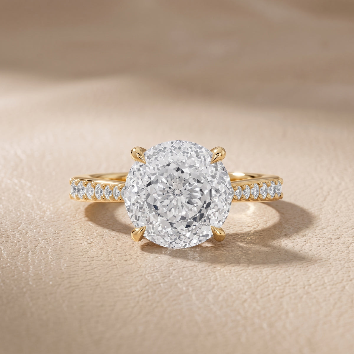 Skylar Twist Pavé Portuguese Cut Round Diamond Engagement Ring in Yellow Gold - front.jpg