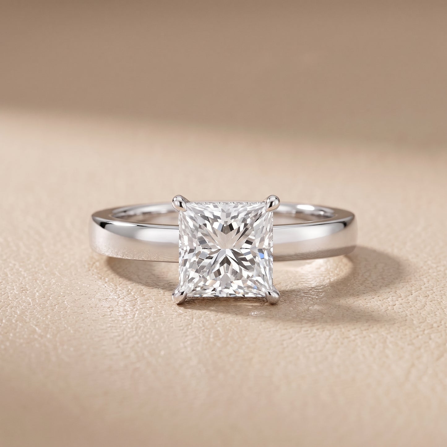Lara Hidden Halo Princess Diamond Engagement Ring in Silver - front.jpg