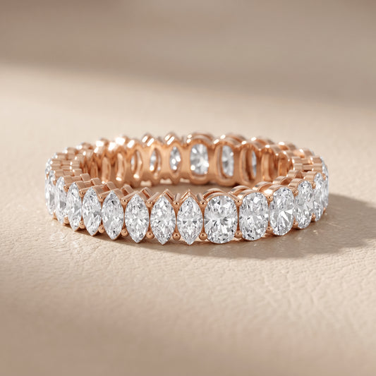Tania Shared Prong Marquise & Cushion Diamond Eternity Band in Rose Gold - front.jpg