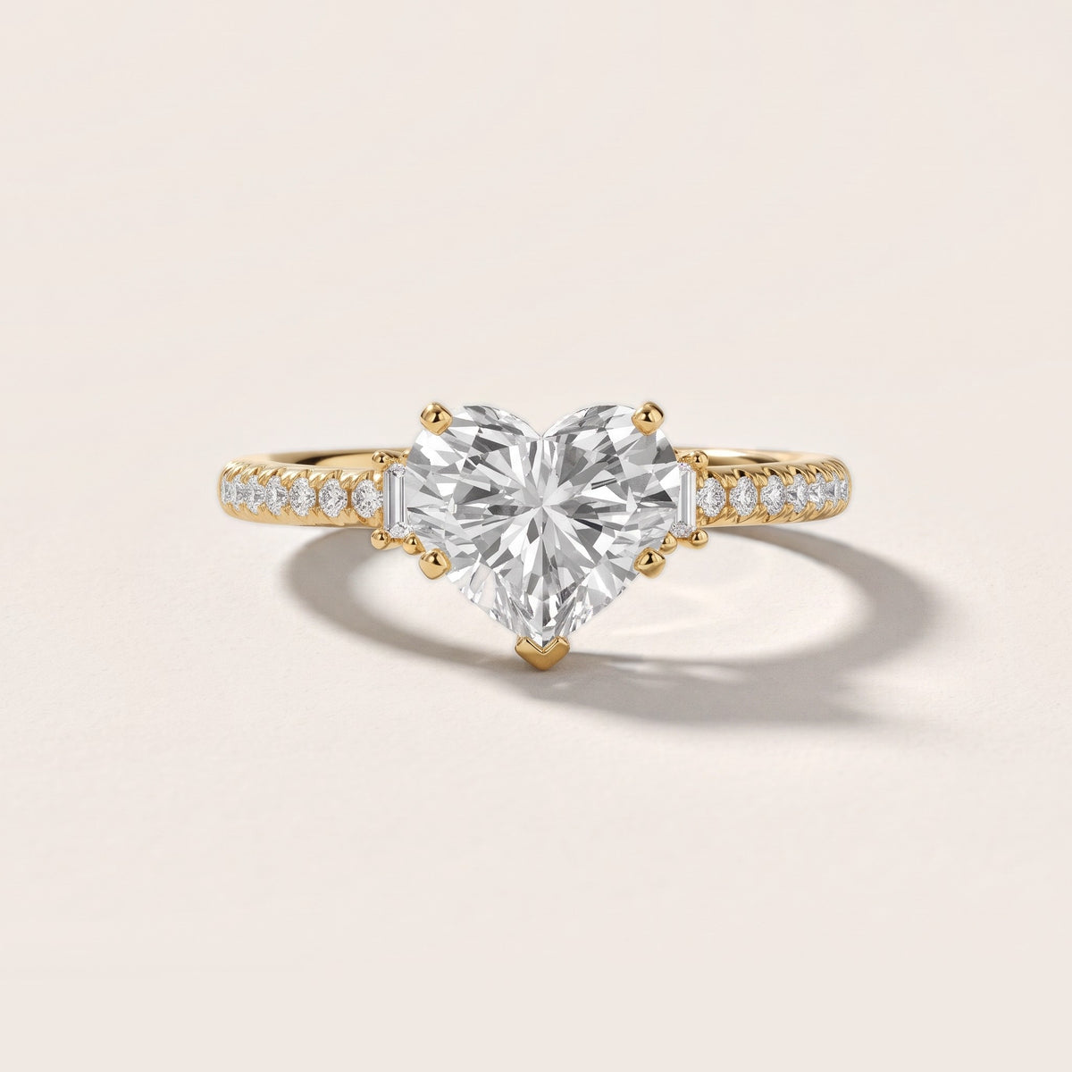 Rhona Baguette Pavé Heart Diamond Engagement Ring in Yellow Gold - front.jpg