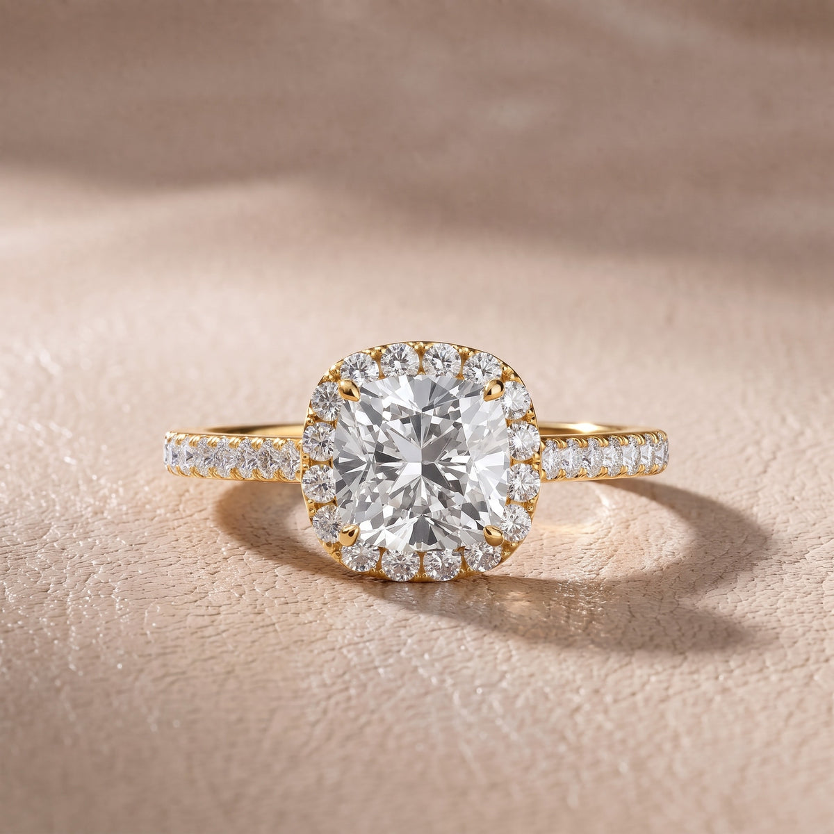 Willa Halo Micropavé Cushion Diamond Engagement Ring in Yellow Gold - front.jpg