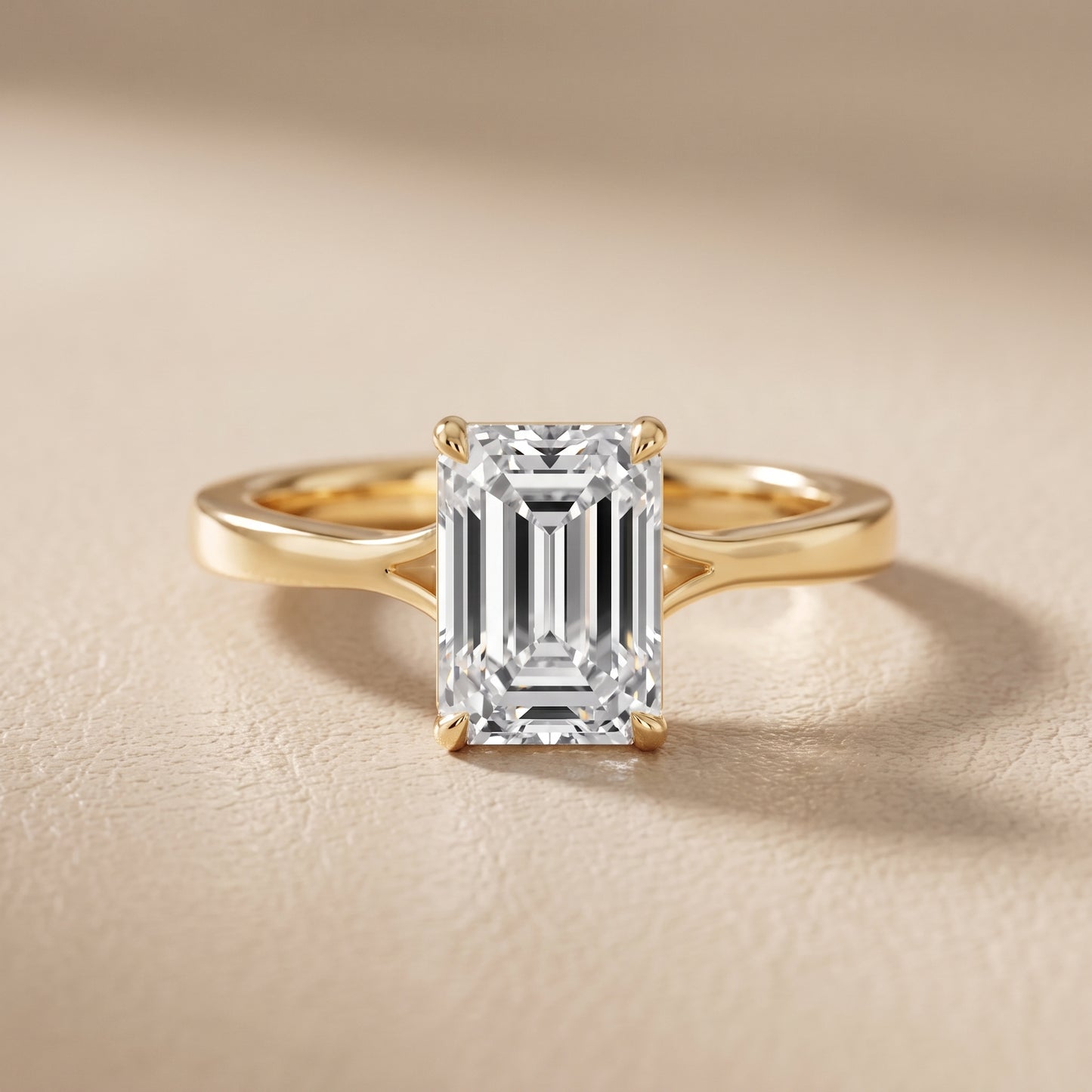 Anais Trellis Solitaire Emerald Diamond Engagement Ring in Yellow Gold - front.jpg