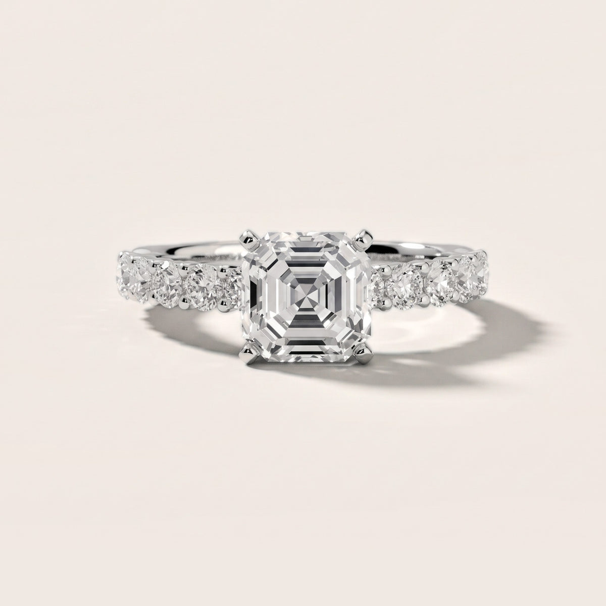 Heloise Statement Pavé Asscher Diamond Engagement Ring in Silver - front.jpg