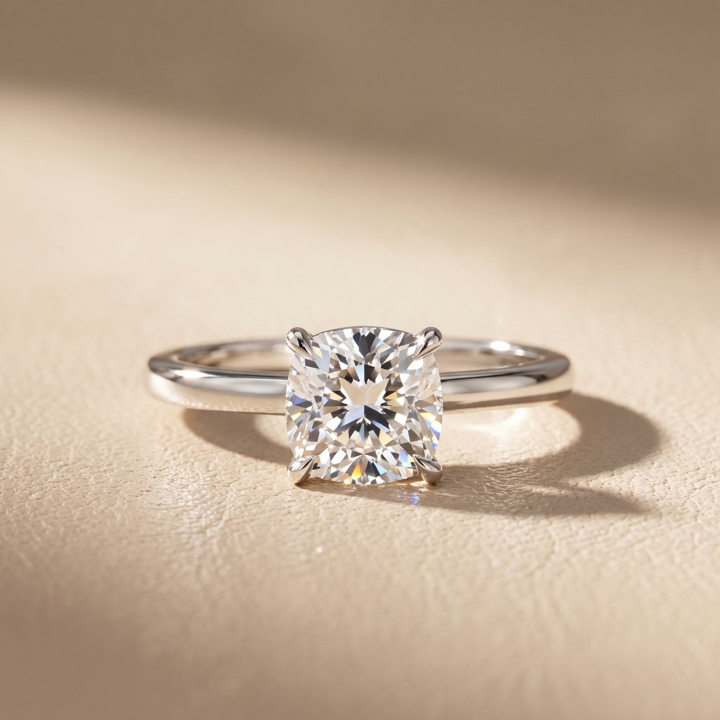 Lyla Petite Solitaire Cushion Diamond Engagement Ring in White Gold - front.jpg