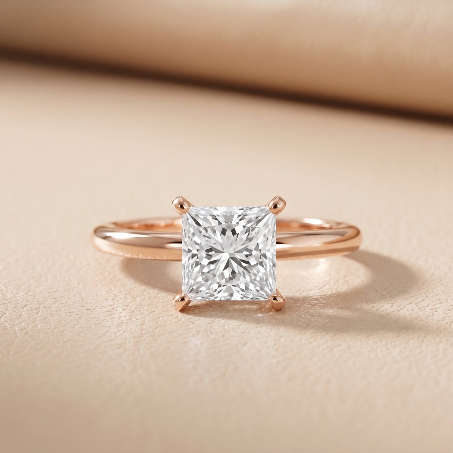 Wren Solitaire Princess Diamond Ring in Rose Gold - front.jpg