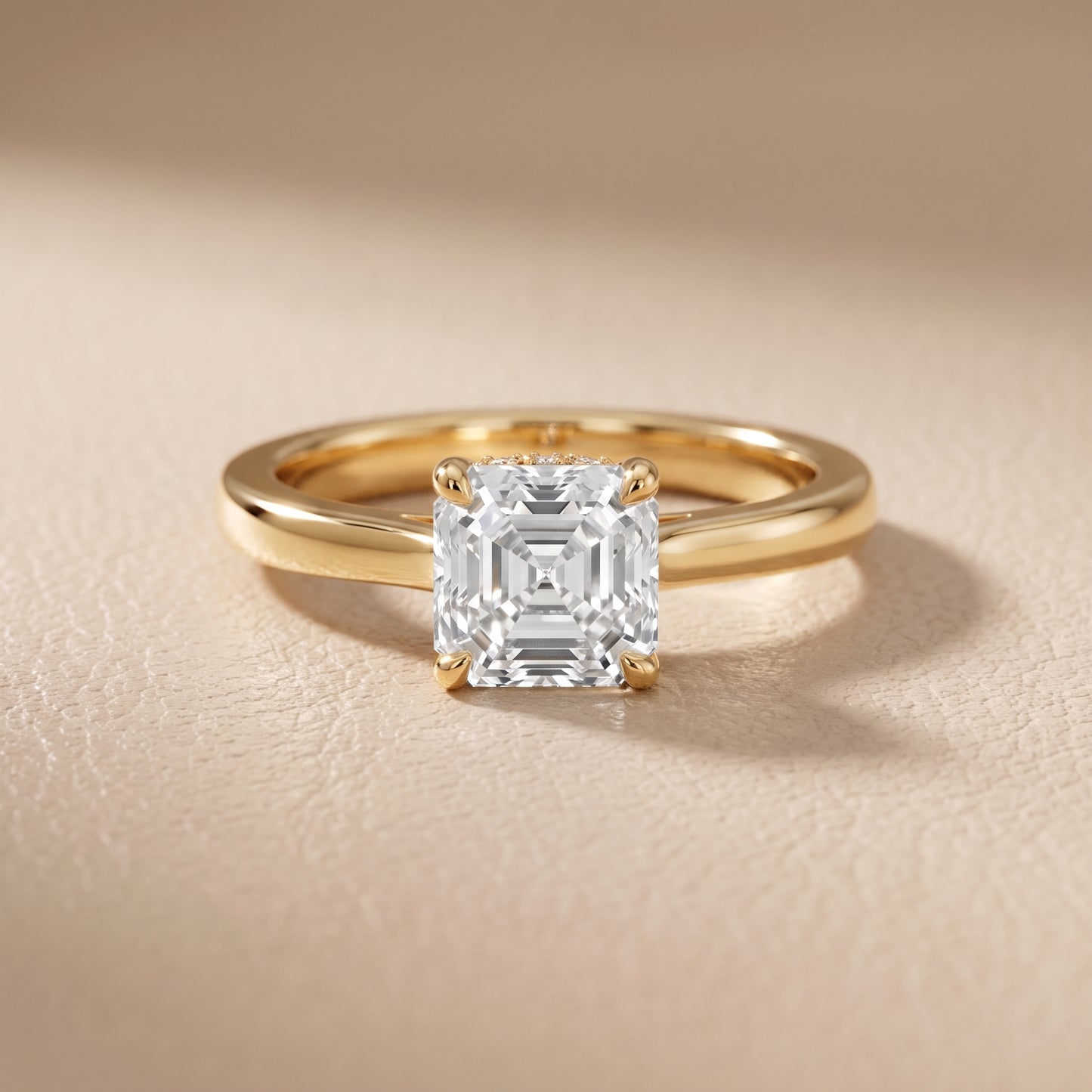 Mena Hidden Halo Asscher Diamond Engagement Ring in Yellow Gold - front.jpg