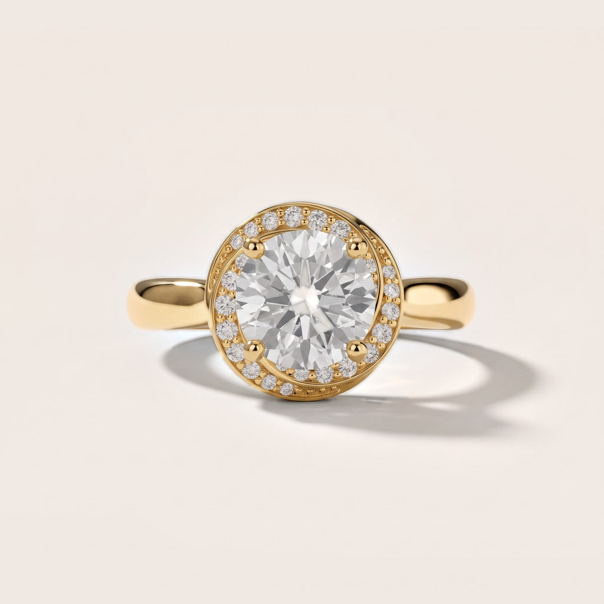 Tina Milgrain Halo Round Diamond Engagement Ring in Yellow Gold - front.jpg
