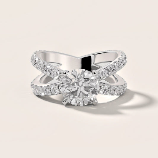Ilaria Criss Cross Pavé Round Diamond Engagement Ring in Platinum [studio-20261024]