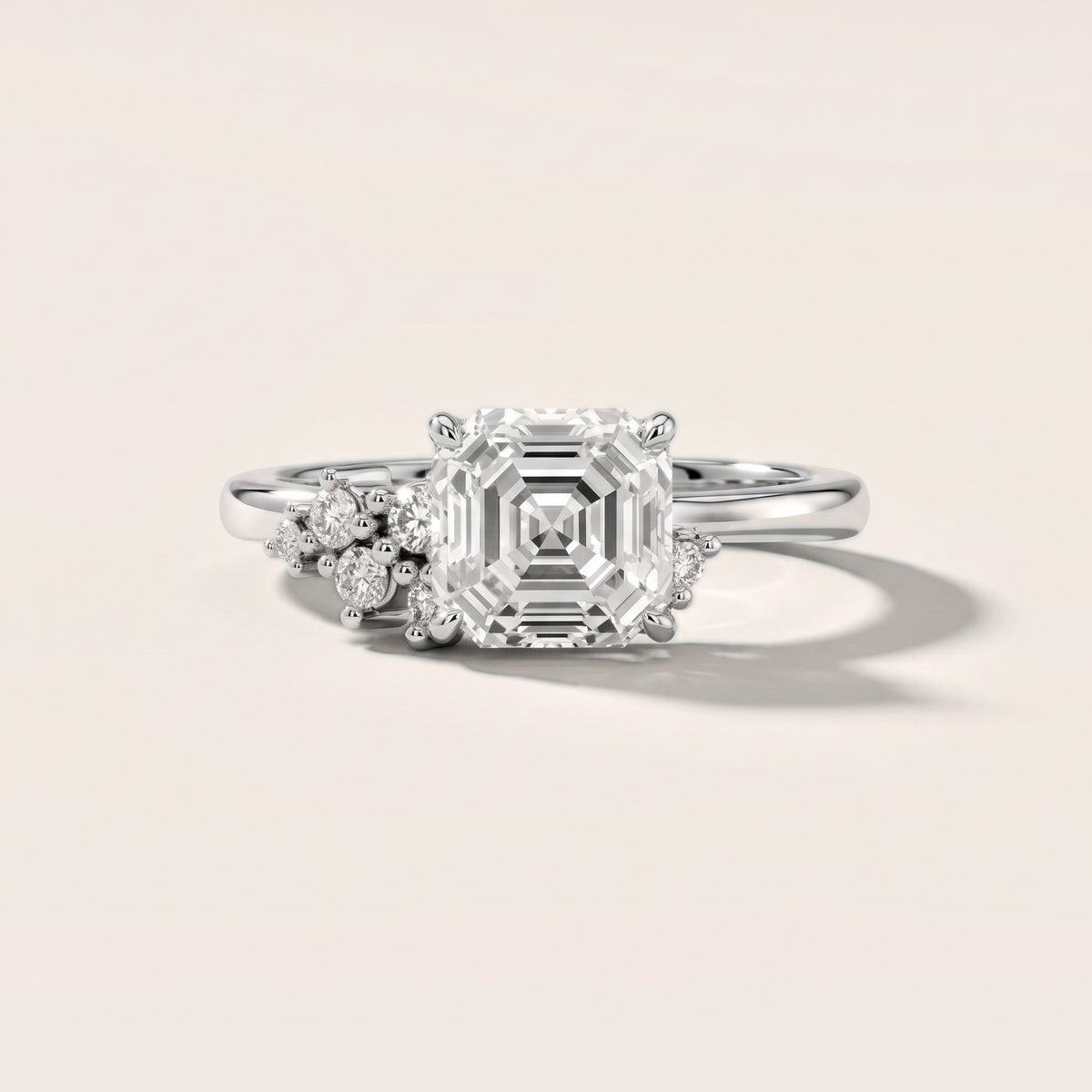 Gina Cluster Asscher Diamond Engagement Ring in Platinum - front.jpg