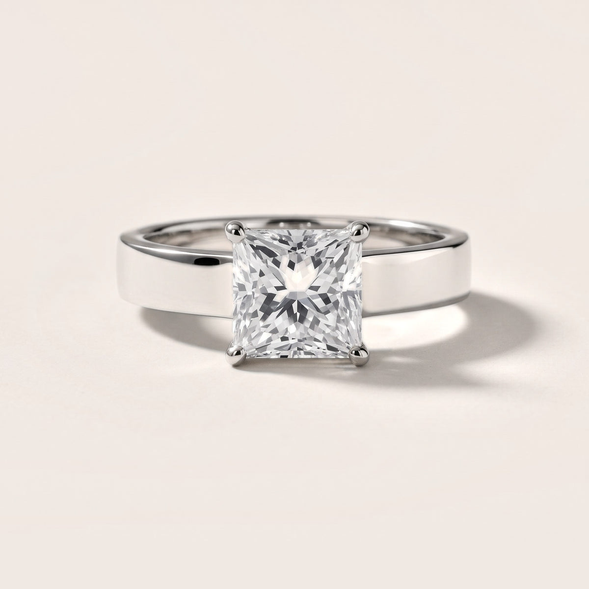 Bristol Trellis Solitaire Princess Diamond Engagement Ring in Silver - front.jpg