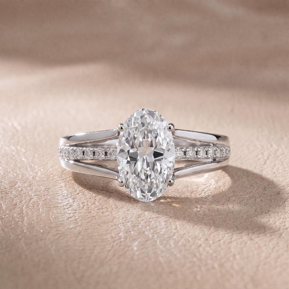 Serena Split Shank Pavé Oval Diamond Engagement Ring in Silver - front.jpg