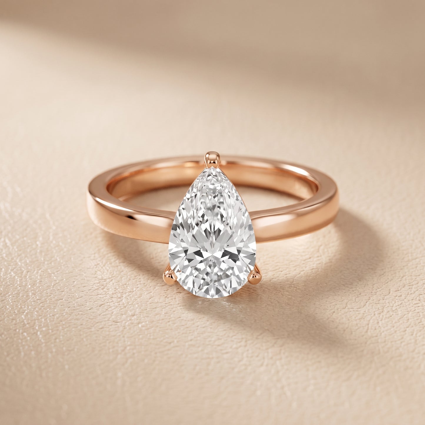 Delia Solitaire Pear Diamond Engagement Ring in Rose Gold - front.jpg