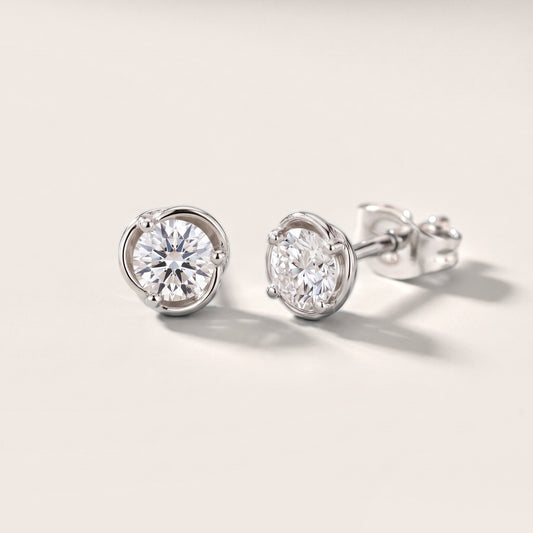 Petal Embrace Round Diamond Earrings in White Gold [studio-20261024]