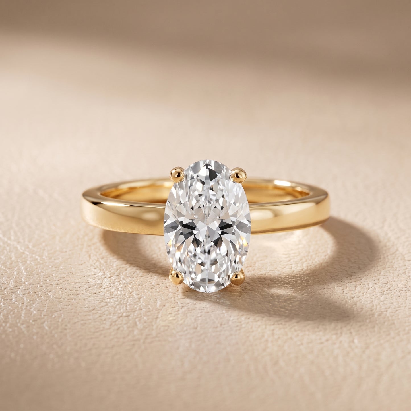 Delia Solitaire Oval Diamond Engagement Ring in Yellow Gold - front.jpg