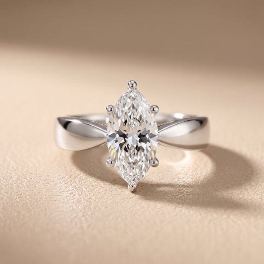 Talia Solitaire Twist Marquise Diamond Engagement Ring in White Gold - front.jpg