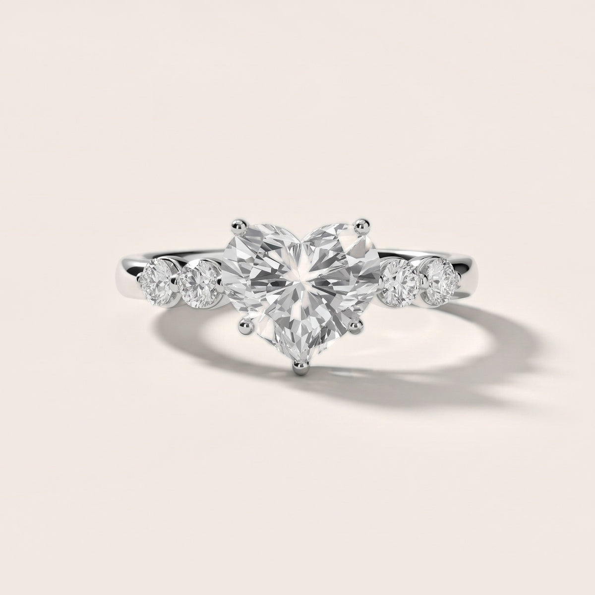 Vienna Floating Five-Stone Heart Diamond Engagement Ring in Silver - front.jpg