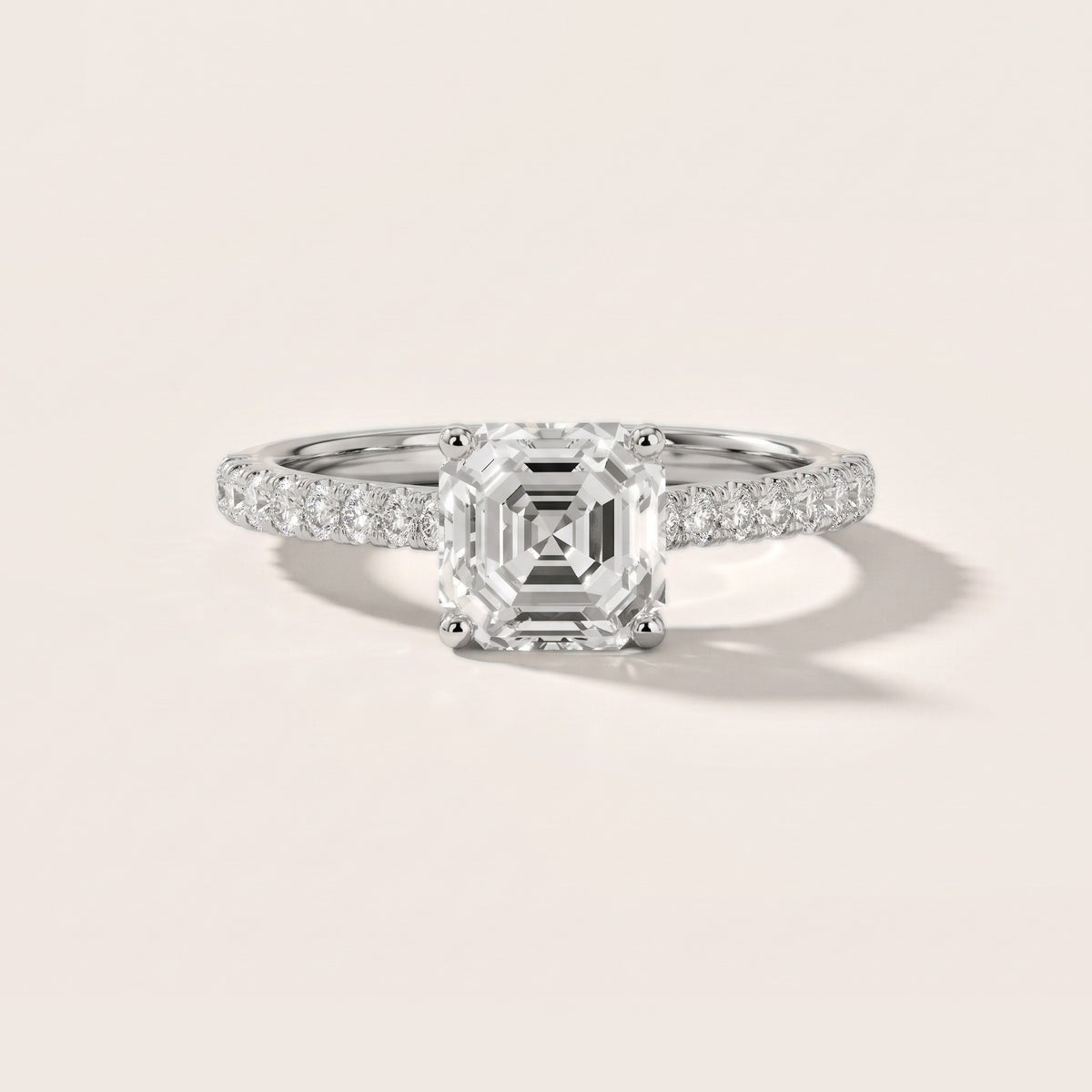 Sanne Trellis Pavé Asscher Diamond Engagement Ring in Silver - front.jpg