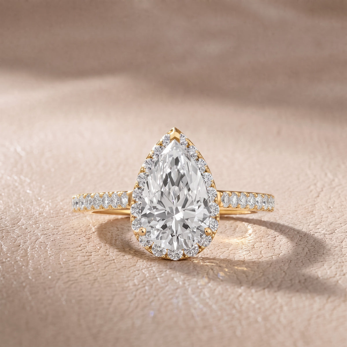 Willa Halo Micropavé Pear Diamond Engagement Ring in Yellow Gold - front.jpg