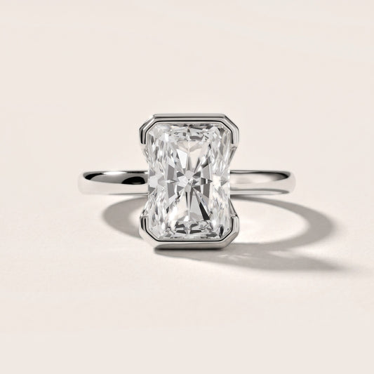 Winslow Partial Bezel Solitaire Radiant Diamond Engagement Ring in White Gold