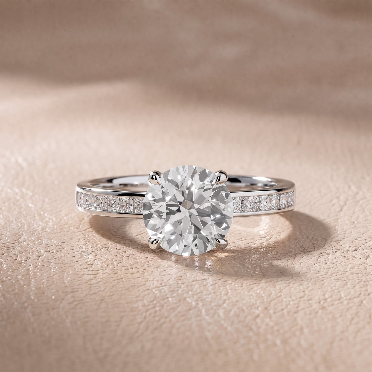 Maren Sidestone Channel Set Round Diamond Engagement Ring in Silver - front.jpg