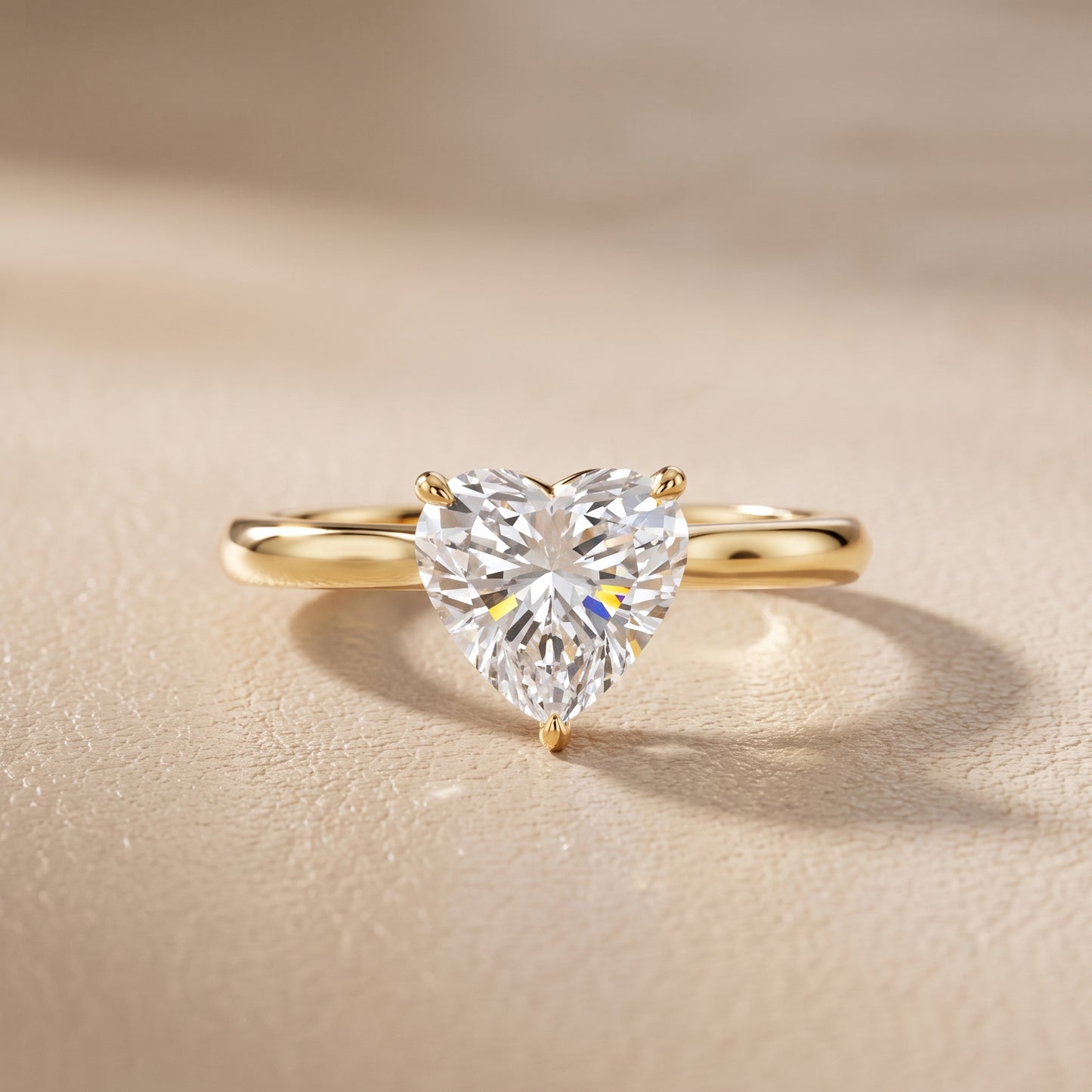 Kalia Knife Edge Solitaire Heart Diamond Engagement Ring in Yellow Gold - front.jpg