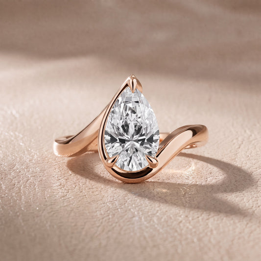 Tabitha Bypass Partial Bezel Pear Diamond Engagement Ring in Rose Gold - front.jpg
