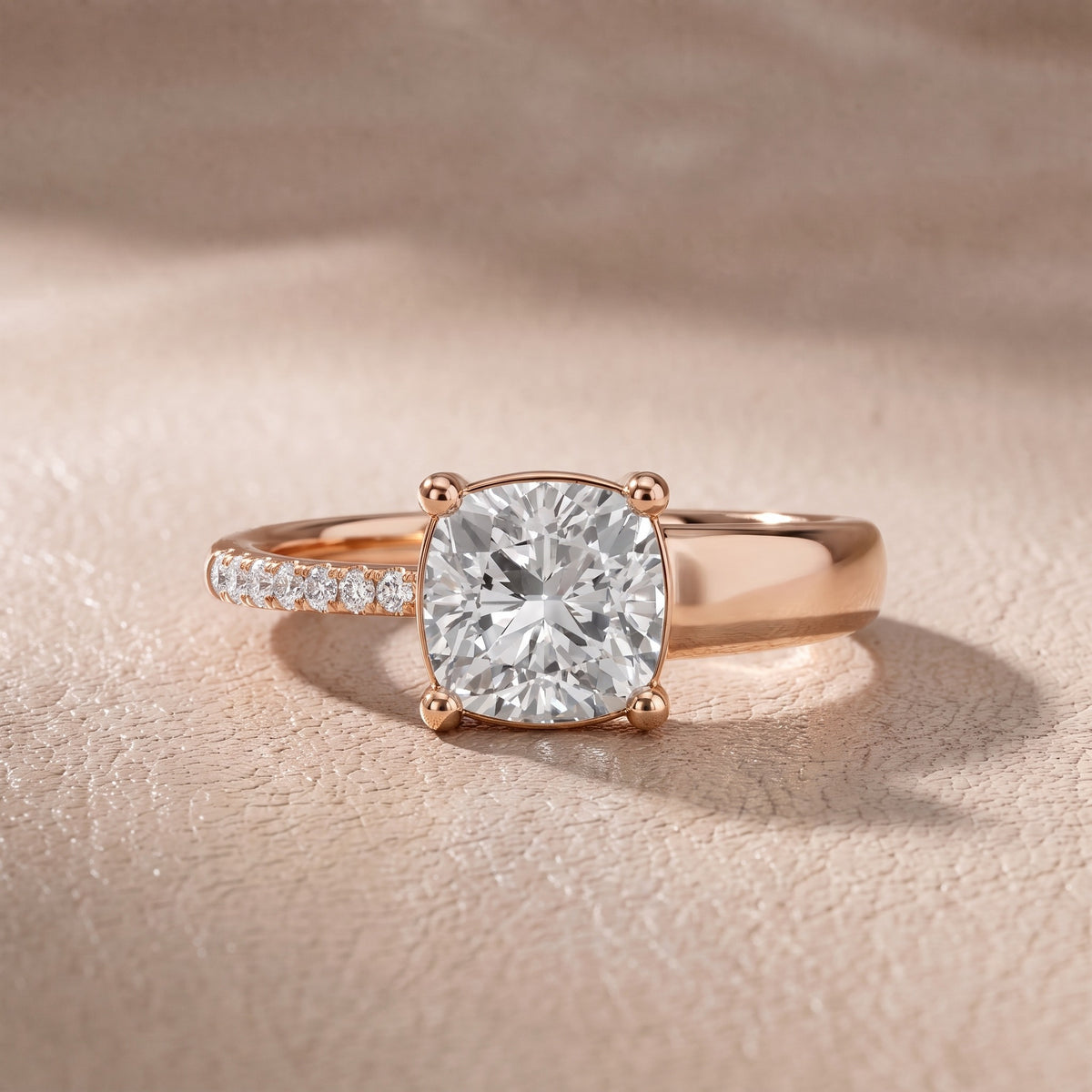 Rosie Solitaire Basket Cushion Diamond Engagement Ring in Rose Gold - front.jpg