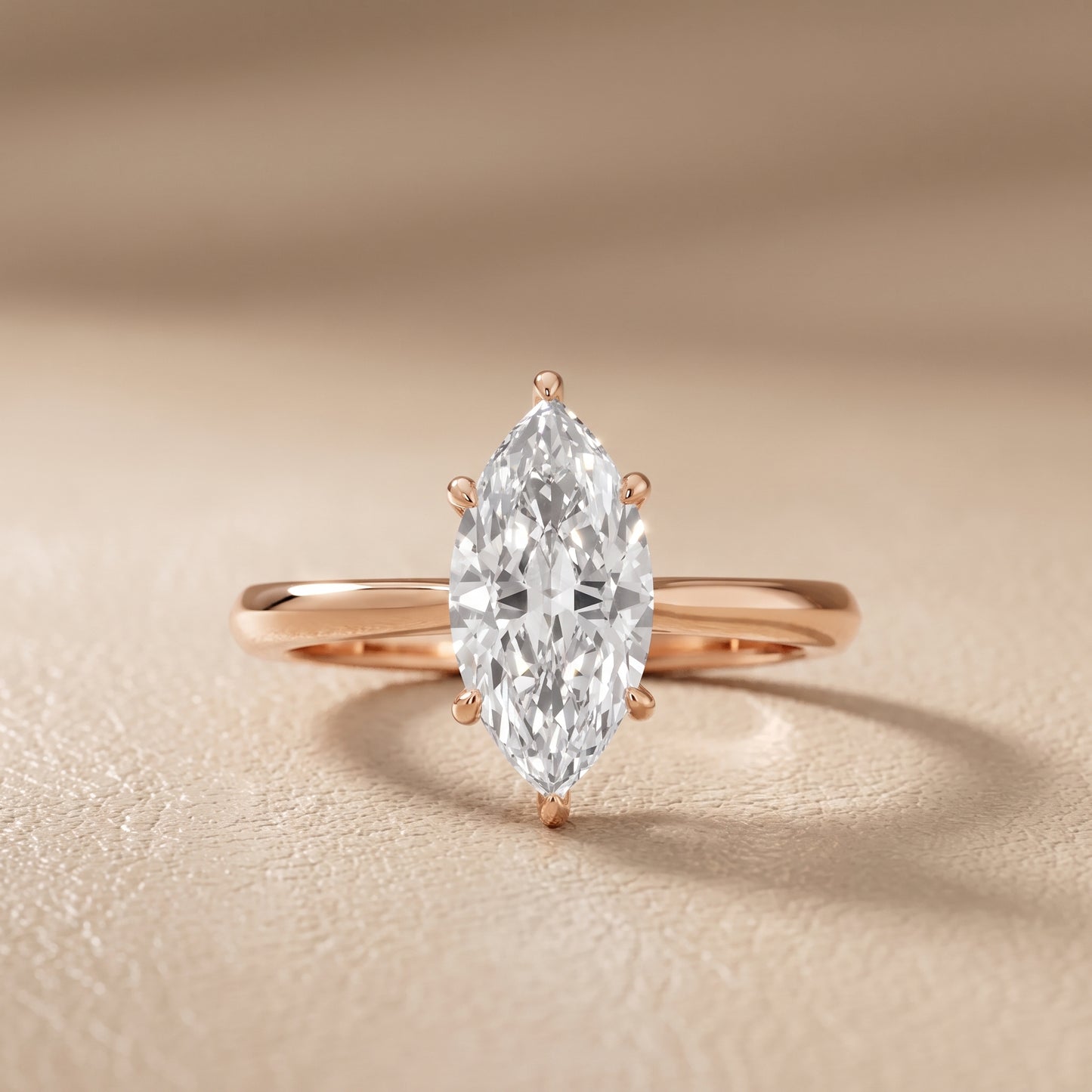 Kalia Knife Edge Solitaire Marquise Diamond Engagement Ring in Rose Gold - front.jpg