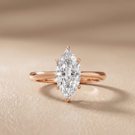 Kalia Knife Edge Solitaire Marquise Diamond Engagement Ring in Rose Gold - front.jpg