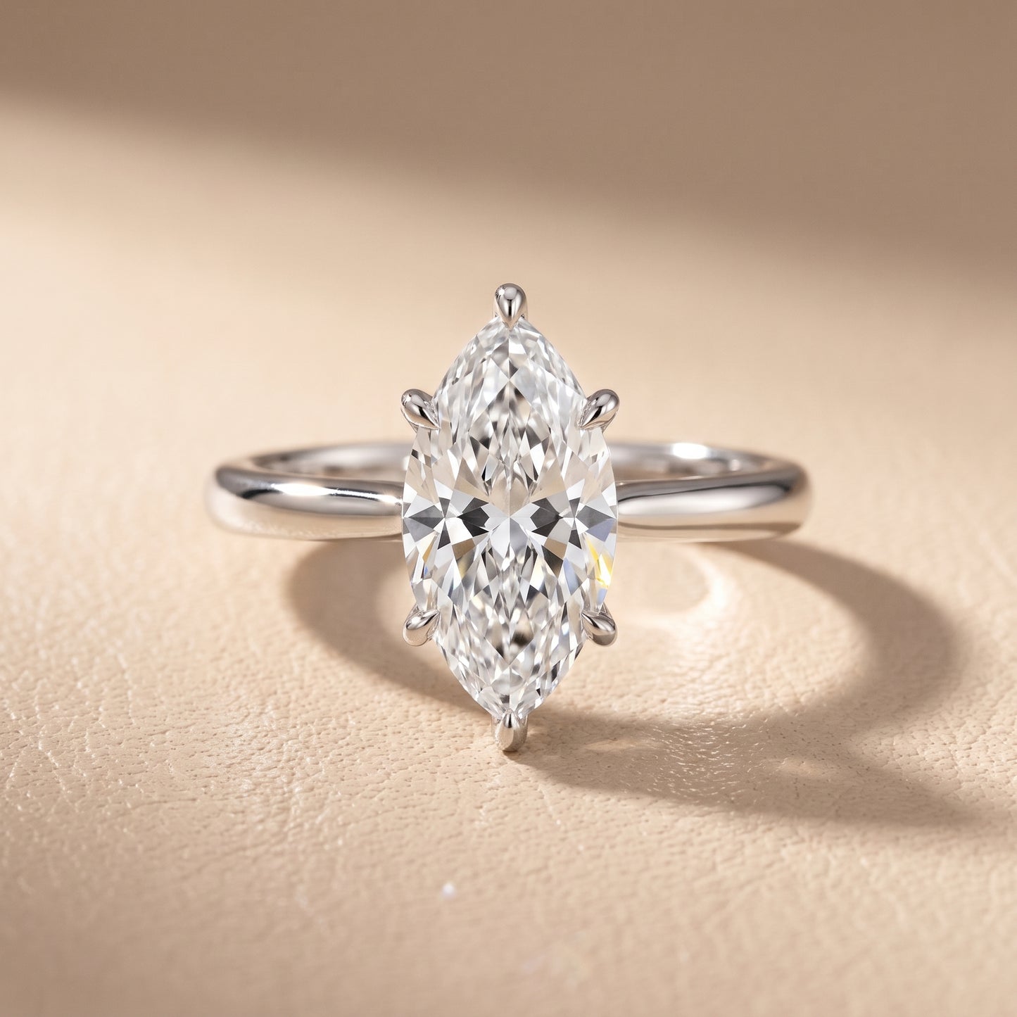 Evie Solitaire Six-Prong Marquise Diamond Engagement Ring in White Gold - front.jpg