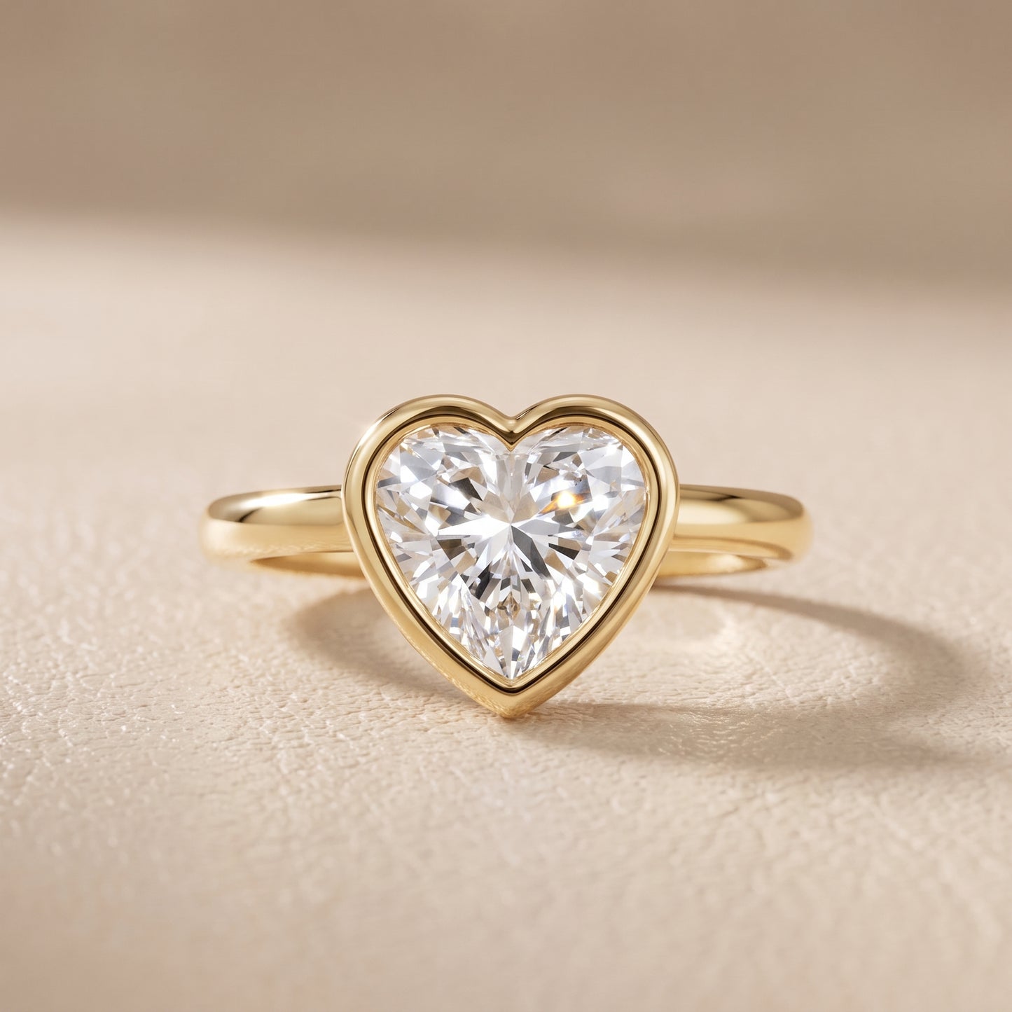 Maeve Bezel Solitaire Heart Diamond Ring in Yellow Gold - front.jpg